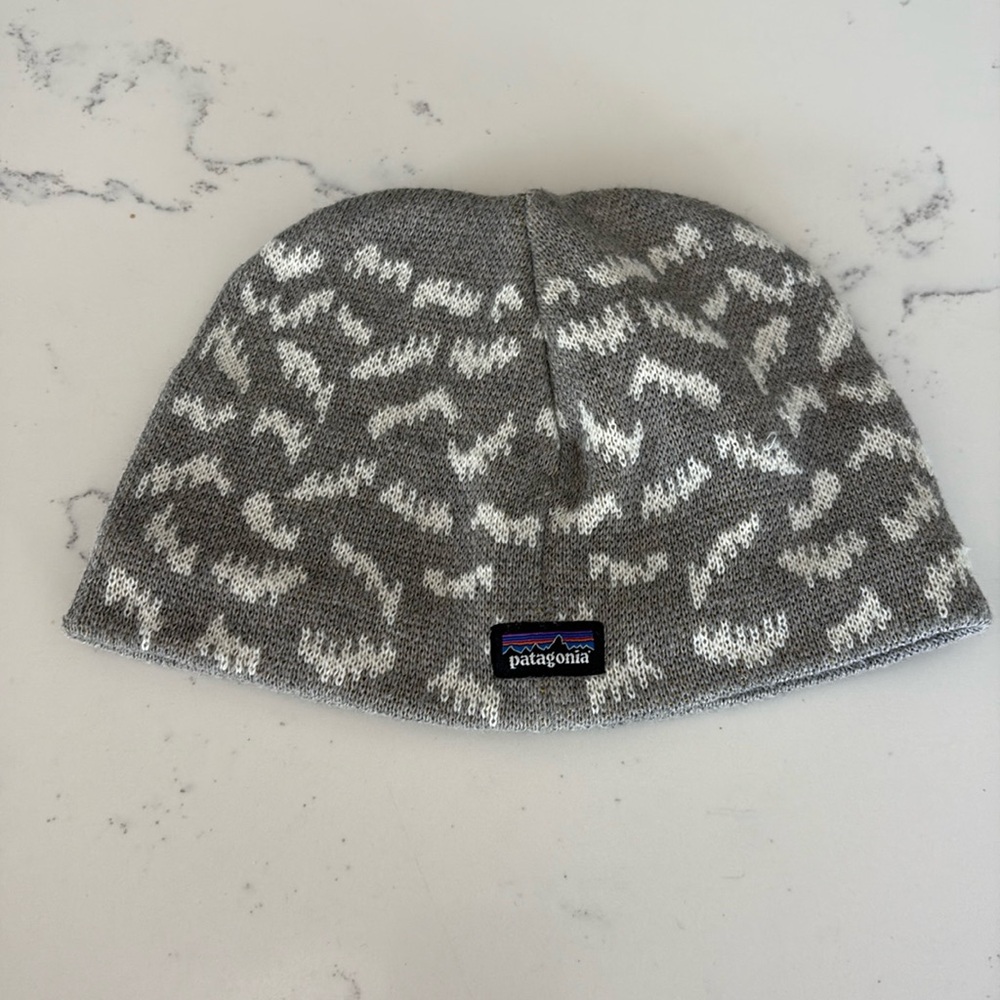 Patagonia Baby Animal Friends Drifter Grey Owl Beanie Hat Size 0-3 Months